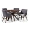 Baxton Studio Monte Mid-Century Modern Walnut Wood Round 5-Piece Dining Set 134-7175-7176 - alternate 3